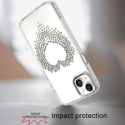 Phone Case for Apple iPhone 14 Angel Hearts Bling Shimmer Colorful Glitter Chrome Edge Shockproof Stylish Hybrid Design Cover Silver