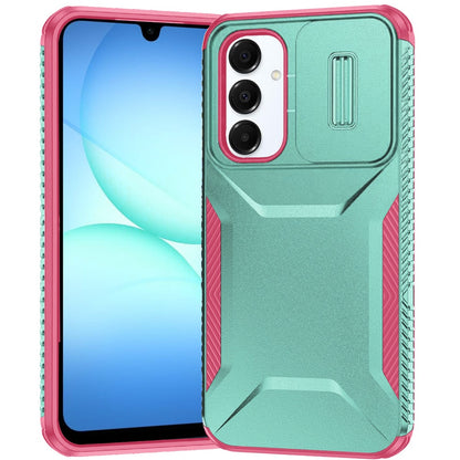 For Samsung Galaxy A17 5G Slim Fit Shockproof Hybrid with Slide Camera Window Covering, Rugged Tpu Silicone Hard PC Bumper Case Cover Rose Gold