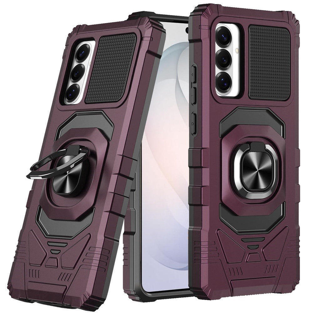 Phone Case for Samsung Galaxy S26 FE /Fan Edition Rugged Hybrid Dual Layer Magnetic Ring Stand Armor Shock Absorbing Heavy Duty TPU Reinforced Bumper Cover Purple