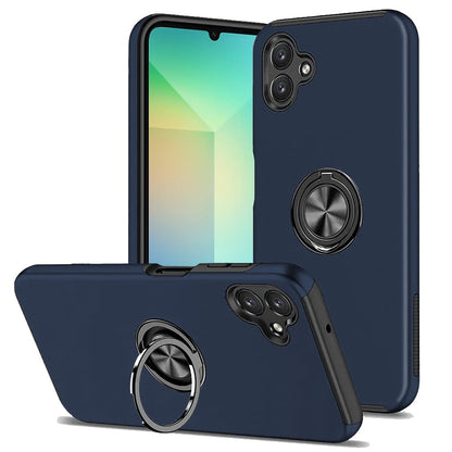 For Samsung Galaxy S21 FE /Fan Edition Hybrid 360 Degree Rotatable Metal Invisible Ring Stand Holder Slim Fit Magnetic Car Mount Shockproof Case Cover Blue