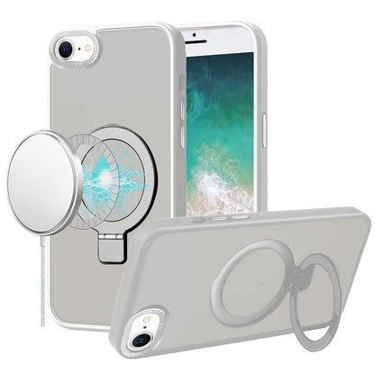 For Apple iPhone 17E /16E Magnetic Metal Matte with Built-in MagSafe Stand, Hybrid Shockproof Armor, TPU Frame Case Cover Clear