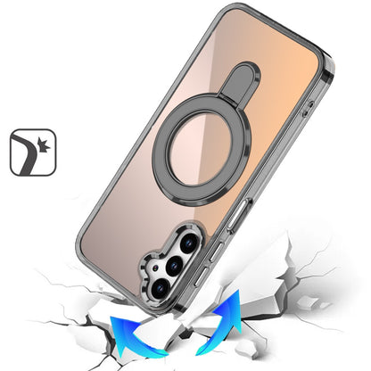 For Samsung Galaxy S26+ / S26 Plus Chrome Hybrid with Rotating Magnetic Circle Ring Stand, Slim Shockproof Hybrid Case Cover