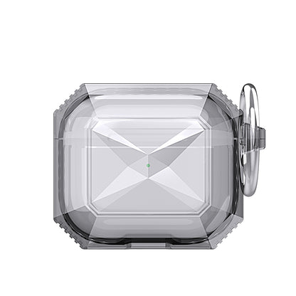 For Airpods Pro 3 (2025) Transparent Diamond Clear Design Shock-Resistant Dustproof [Visible Front LED] [Wireless Charging] with Carabiner Case Cover