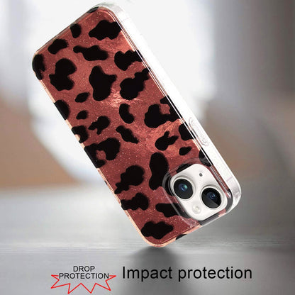 For Apple iPhone 16e Glitter Leopard, Fashion Design Animal Skin Print Slim IMD TPU Dual Layer Shockproof Protective Case Cover