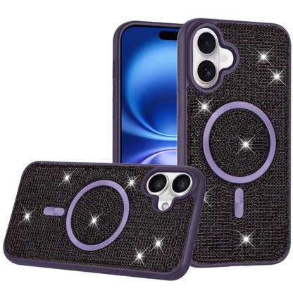 For Apple iPhone 17 (6.3") Sparkly Diamond Bling Case Rhinestone Skin Hybrid with Magnetic Circle, MagSafe Compatible Case Cover