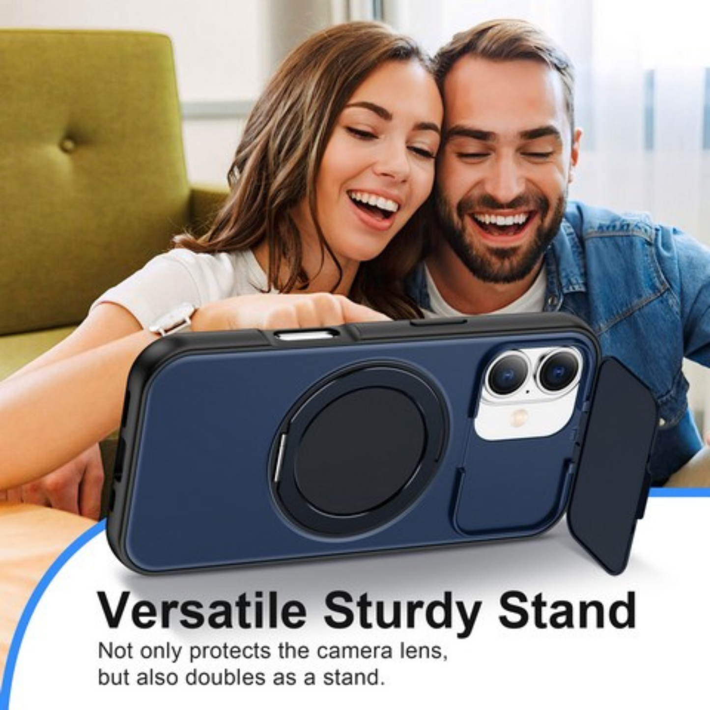 Phone Case Cover for Apple iPhone 17 Heavy Duty Shockproof Protective with Magnetic Ring Stand & Camera Protector Slim Rugged Durable Grip Armor Cover