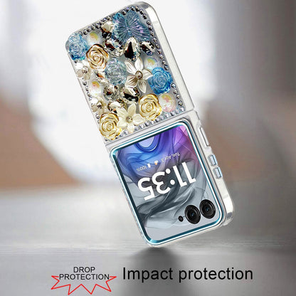 Luxury Rose Bling Rhinestone Glitter Floral Hybrid Shockproof Stylish Protective Designer Ornament Sparkle