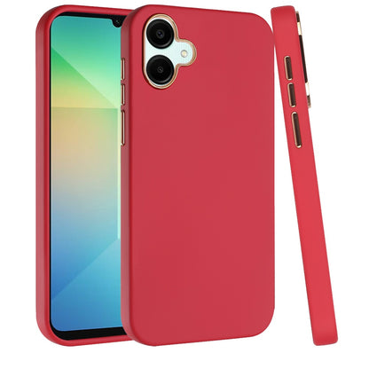 For Samsung Galaxy A06 Slim Classic Hybrid Around Rubber Gummy Gel Slick Hard PC Silicone TPU Chromed Button Case Cover