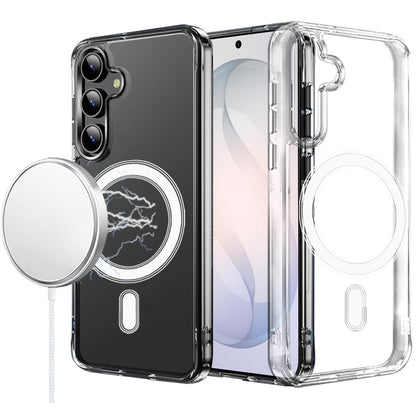 Phone Case for Samsung Galaxy S26 FE /S26 Fan Edition Thick Clear Hybrid Magnetic Circle Shock Absorbing Reinforced Corners TPU Heavy Duty Transparent Frame Bumper Cover Clear