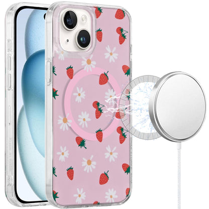 For iPhone 15 (6.1") Stylish Pattern Fashion IMD Printed Design TPU Double Layer Slim Shockproof with Magnetic Back Case Cover