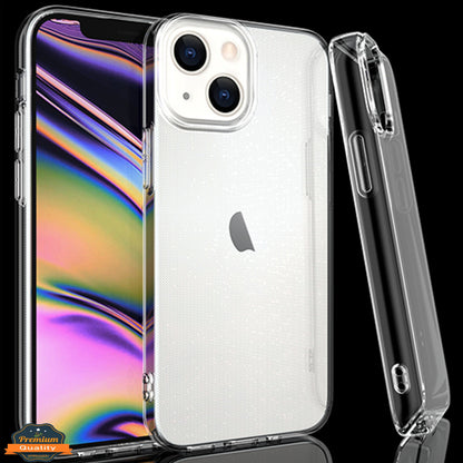 For Apple iPhone 15 Pro Max (6.7") Slim Transparent Silicone Soft Flexible TPU Gel Rubber Candy Gummy Protective Hybrid Clear Phone Case Cover