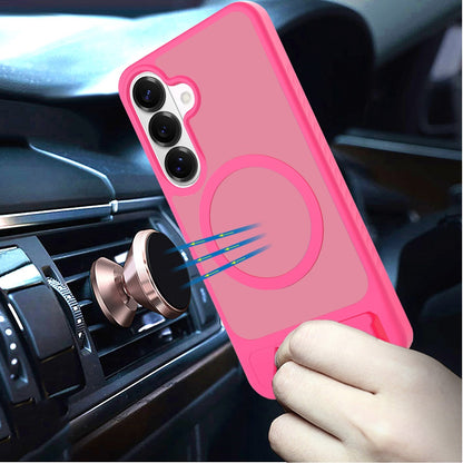 Phone Case for Galaxy S26 Matte Magnetic Metal Kickstand Shockproof Grip Anti Slip Durable Protective Heavy Duty Hybrid Cover