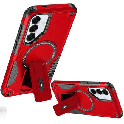 Phone Case for Samsung Galaxy S26 Magnetic Kickstand Rugged Shockproof Armor Grip Anti Slip Heavy Duty Protective Matte Stand Hybrid Cover Red