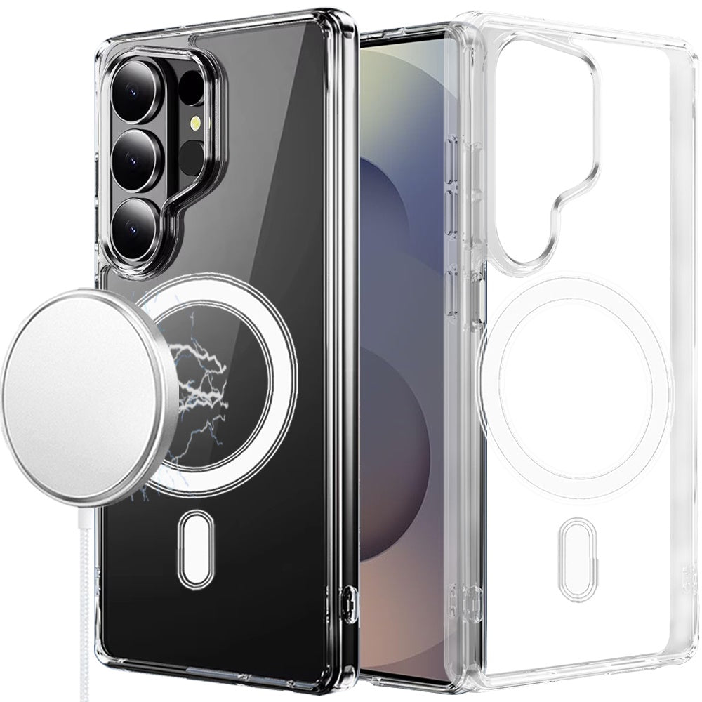 For Samsung Galaxy S26 Ultra Clear Magnetic Case with Built-in Magnets Compatible with MagSafe Slim Soft TPU Bumper Case Cover Transparent