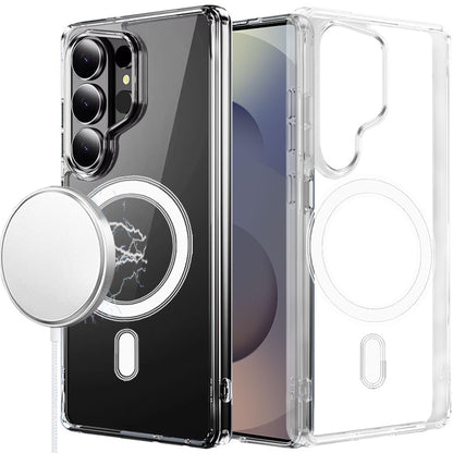 For Samsung Galaxy S26 Ultra Clear Magnetic Case with Built-in Magnets Compatible with MagSafe Slim Soft TPU Bumper Case Cover Transparent