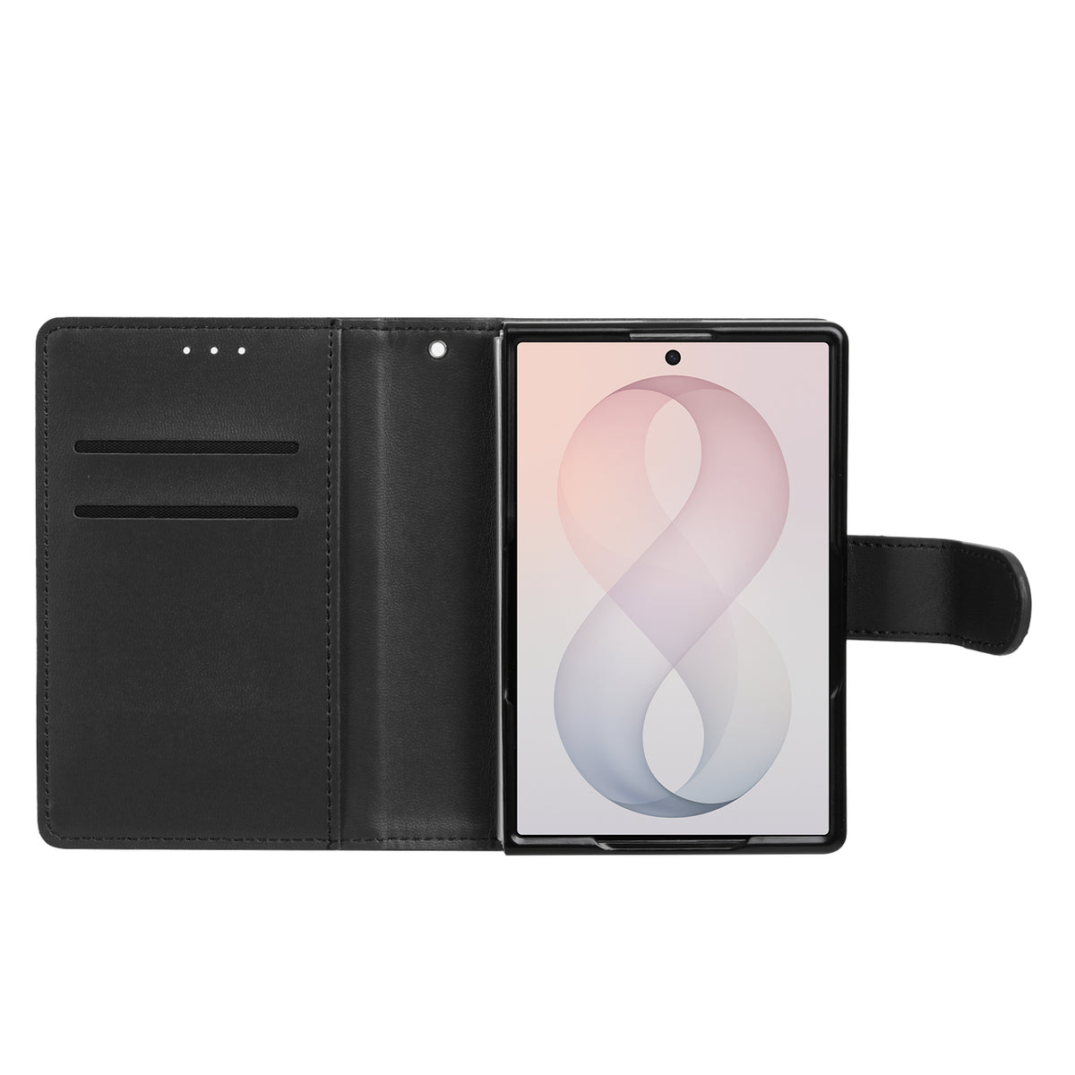 Phone Case for Samsung Galaxy Z Fold 8 Leather Wallet Folio Credit Card Holder with Magnetic Closure Wrist Strap Classic Flip Design Storage Slots Cover