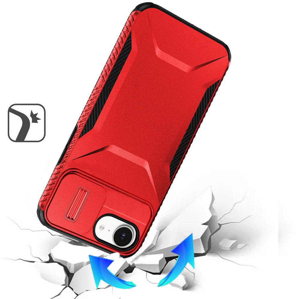 For Apple iPhone 16e Slim Fit Shockproof Hybrid with Slide Camera Window Covering, Rugged Tpu Silicone Hard PC Bumper Case Cover