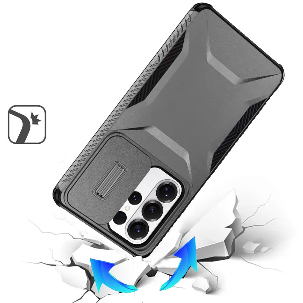 For Samsung Galaxy S26 Ultra Slim Fit Shockproof Hybrid with Slide Camera Window Covering, Rugged Tpu Silicone Hard PC Bumper Case Cover