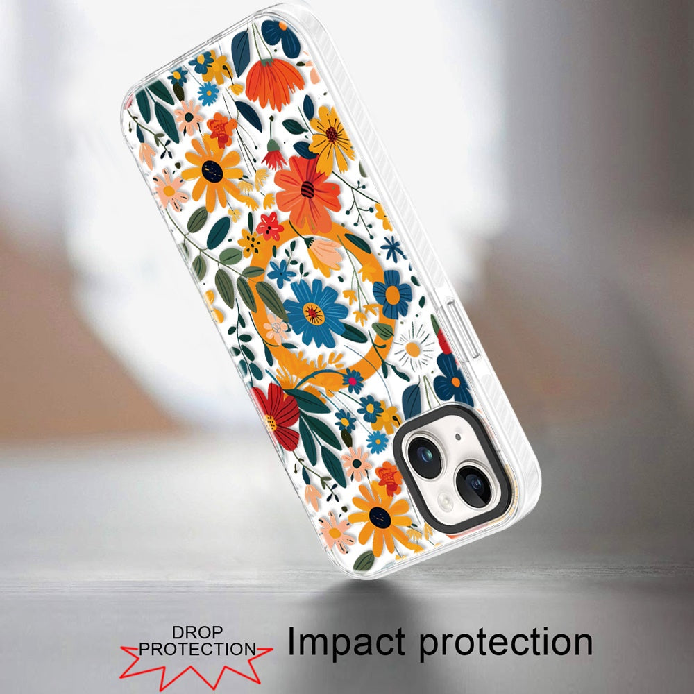 For iPhone 15 (6.1") Magnetic Hybrid Stylish Design IMD Pattern, Compatible with MagSafe, Slim TPU Case Cover
