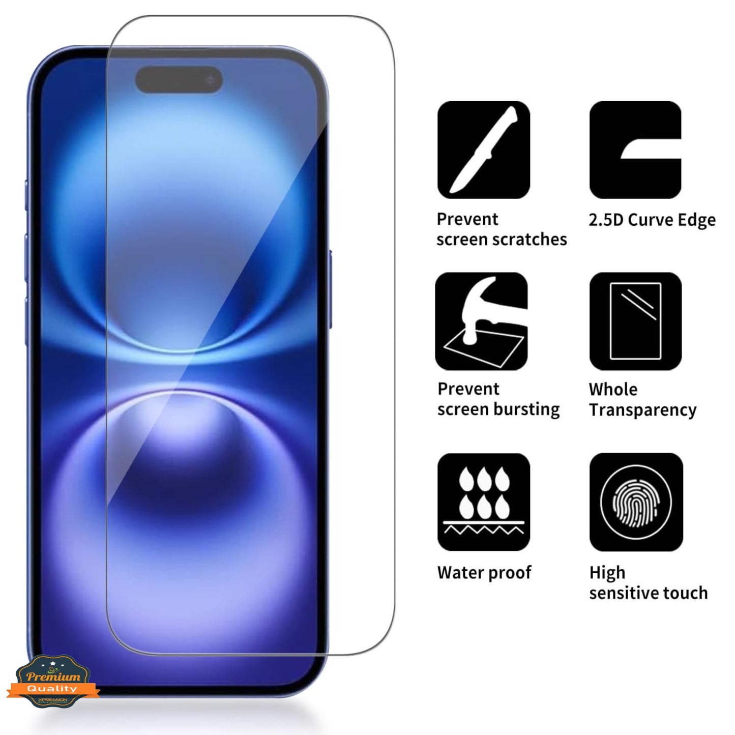 For Apple iPhone 14 HD Clear Tempered Glass Screen Protector Scratch-Resistant Film Protector Clear