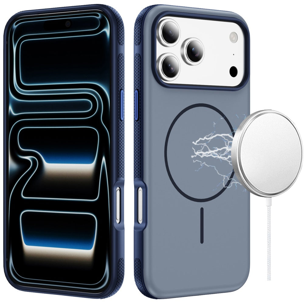 Phone Case for Apple iPhone 17 Pro Super Magnetic Matte Hybrid Shockproof Thick Protective Durable Grip Anti Scratch Premium Edge Slim Fit Cover Navy Blue