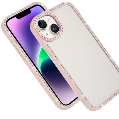 Phone Case for Apple iPhone 14/13 Luxury Diamond Glitter Transparent Shockproof Protective Crystal Shimmer Reinforced Bumper Durable Stylish Cover Light Pink