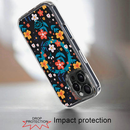 For Apple iPhone 16 Pro Cute Fashion Pattern Design, Durable Shockproof Slim TPU Hard Back, MagSafe Compatible Case Cover Nightly Floral