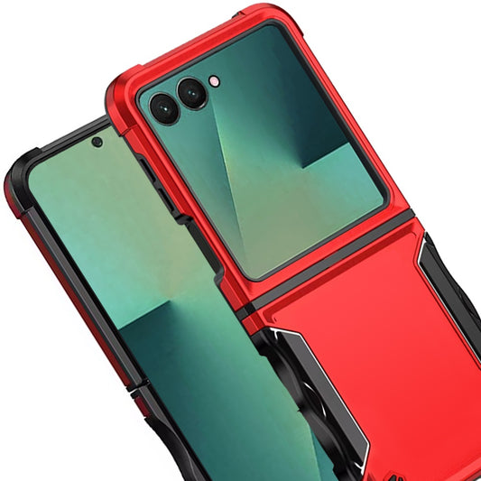 For Samsung Galaxy Z Flip 7 Slim Tough Shockproof Hybrid Heavy Duty 2in1 Dual Layer TPU Bumper Rugged Rubber Defend Armor Case Cover Red