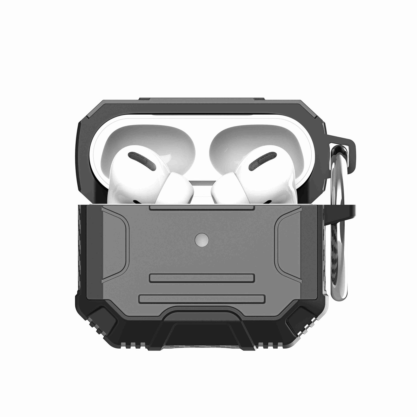AirPods Case for Airpods PRO Hard Shell Rugged Shockproof Protective Shell with Carabiner Clip Scratch Resistant Wireless Charging Compatible Cover Black