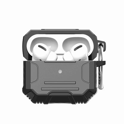 AirPods Case for Airpods PRO Hard Shell Rugged Shockproof Protective Shell with Carabiner Clip Scratch Resistant Wireless Charging Compatible Cover Black