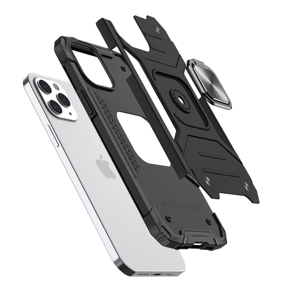 Phone Case for Apple iPhone 11 Pro Max Magnetic Car Mount Hybrid Ring Stand Shockproof Rugged Grip Armor Heavy Duty Protective TPU Durable Defender Cover Black