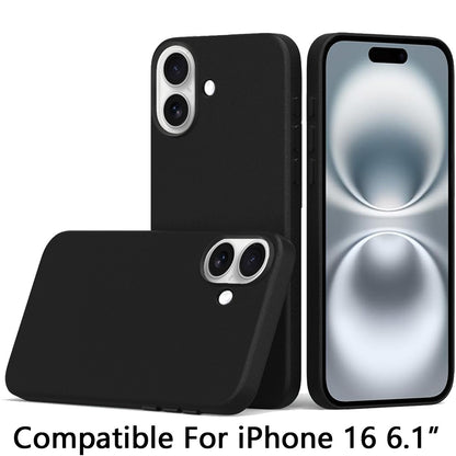 For Apple iPhone 16 (6.1") PU Leather with inner Magnetic Circle Compatible with MagSafe, Rubber TPU Colored Metal Buttons Case Cover