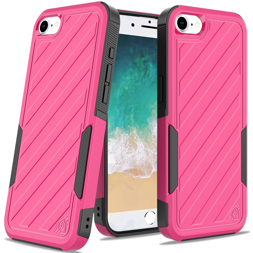 For Apple iPhone 17E /16E Hybrid lined shockproof dual layer Rugged 2in1 Hard PC & Silicone TPU Non Slip Textured Tough Armor Case Cover Hot Pink