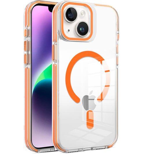 Phone Case for Apple iPhone 14/13 Magnetic Transparent Tough Hybrid Camera Guard Stand Shockproof Color Edge Rugged Grip Durable Cover Cosmic Orange
