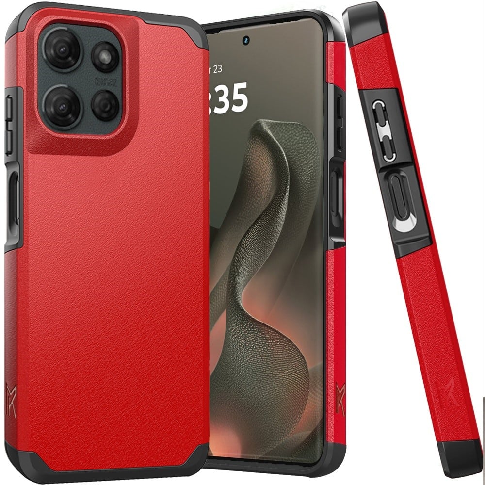 For Motorola Edge 2025 Fashion Graphic Design Hybrid 2in1 Tough Strong Hard PC TPU Frame, Magnet Mount Friendly, Shockproof Protection Case Cover Red