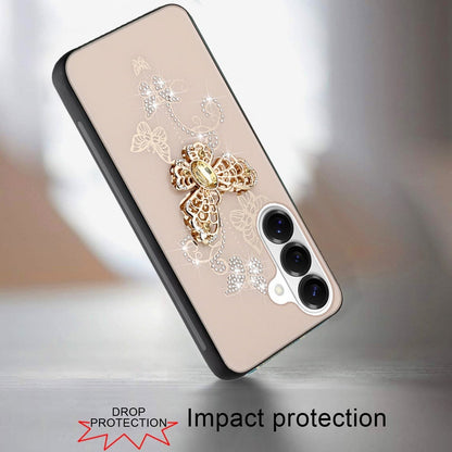 Phone Case for Samsung Galaxy S26 FE /Fan Edition Diamond Glitter 3D Butterfly Engraved Luxury Bling Hybrid Shockproof Chrome Edge Protective Durable Grip Cover