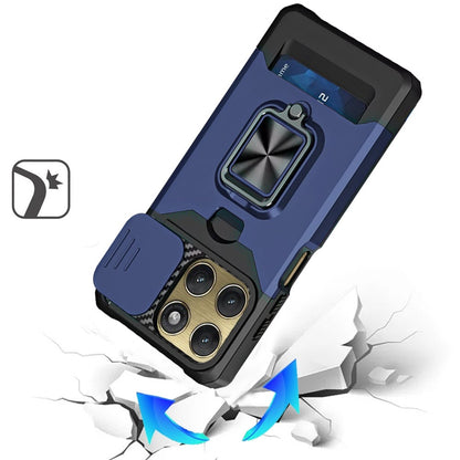 Phone Case for Motorola Edge 2026 Card Holder Magnetic Ring Stand Shockproof Anti Slip Wallet Grip Protective Hybrid Design Cover