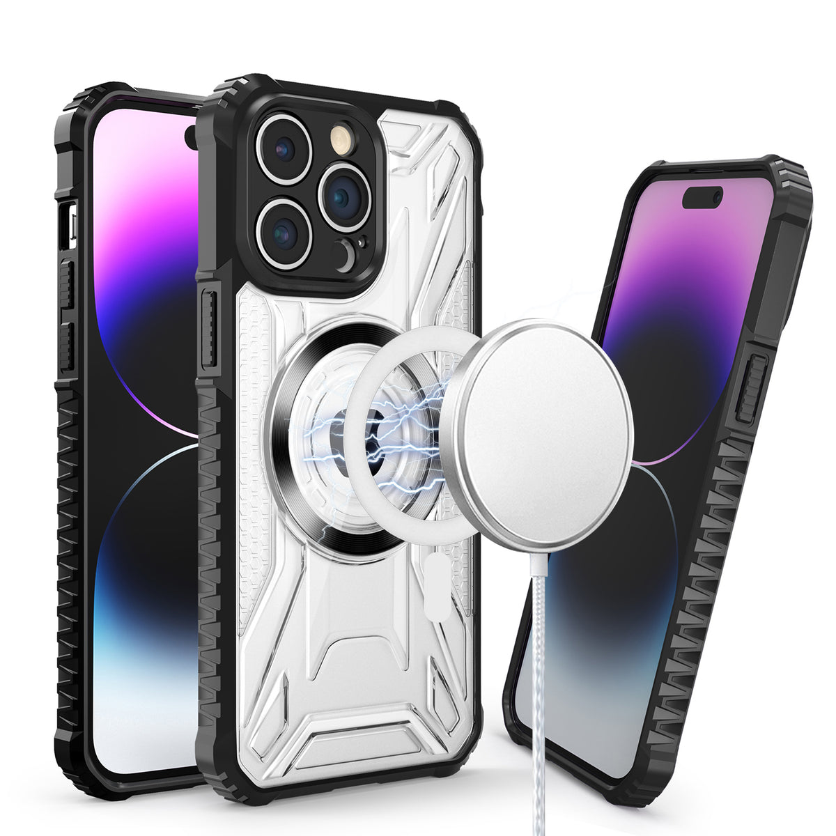 For Samsung Galaxy S22 Ultra MagSafe Compatible Pattern Clear Transparent Rugged Hybrid Magnetic TPU Shockproof Armor Case Cover