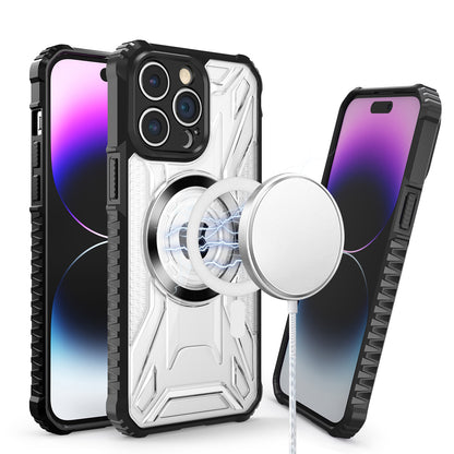 For Apple iPhone 17 AIR Magnetic Circle Transparent Rugged Hybrid MagSafe Compatible Pattern Clear Shockproof Frame Bumper Case Cover Black