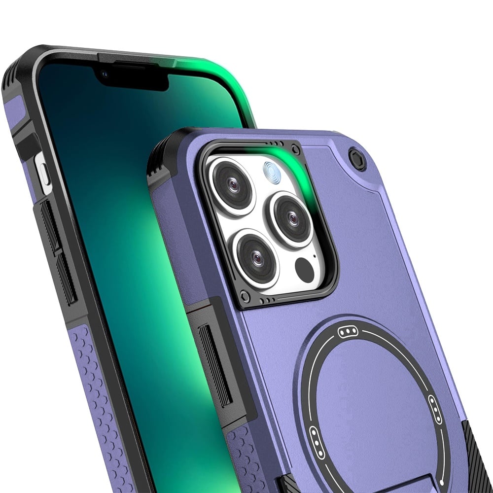 Phone Case for Apple iPhone 13 Pro Max Magnetic Kickstand Rugged Shockproof Armor Grip Anti Slip Heavy Duty Protective Matte Stand Hybrid Cover Purple