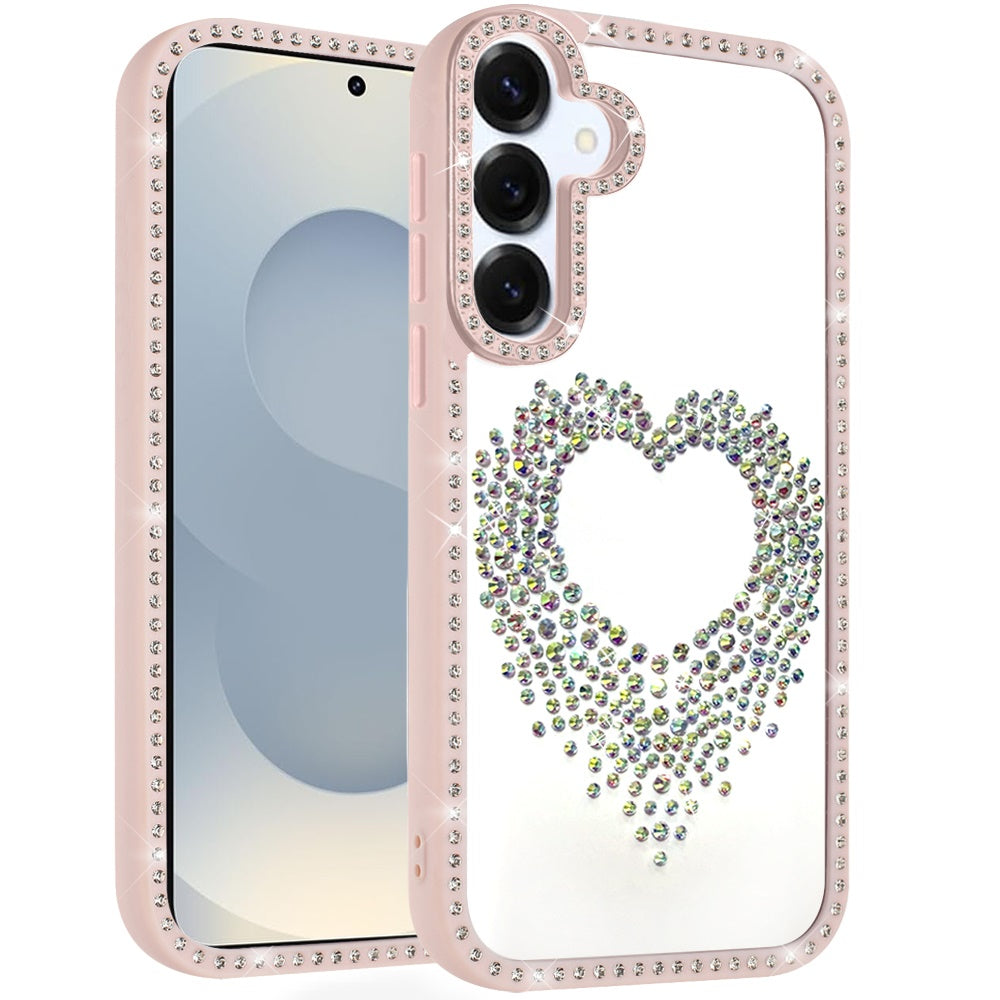 For Samsung Galaxy S25 FE, S25 Fan Edition Angel Hearts Glitter Shimmer Diamond Edge Hybrid Drop Protection Shockproof Design Case Cover