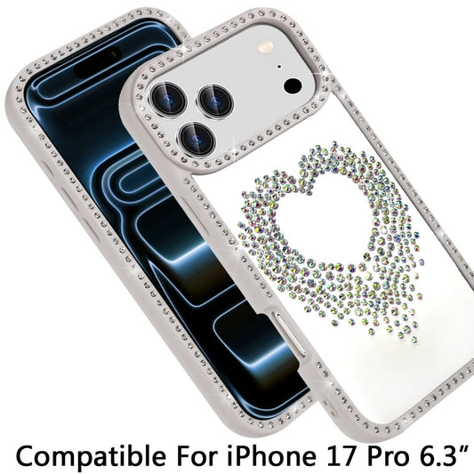 Phone Case for Apple Apple iPhone 17 Pro Angel Hearts Glitter Shimmer Diamond Edge Sparkle Hybrid Shockproof AntiSlip Grip Fashion Stylish Protective Bumper Cover