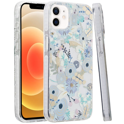 For Apple iPhone 16 Pro (6.3") Floral Pattern Design Cute Clear Hybrid Compatible with Magsafe Double Layer Soft TPU Hard PC Case Cover