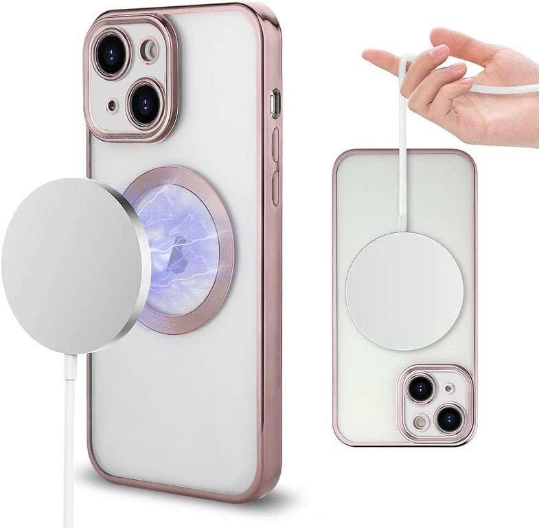 For Apple iPhone 16e /iPhone SE4 Clear Hybrid Case with Plating Chrome Frame, Camera Protection, MagSafe Compatible Case Cover