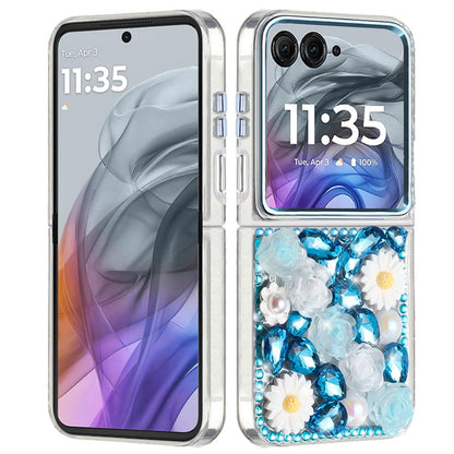 Full Bling Rhinestone Glitter Floral Luxury Hybrid Shockproof Stylish Sparkling Protective Designer Ornament