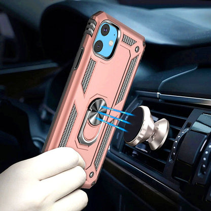 For Apple iPhone 11 Hybrid Shockproof Durable 360 Degree Rotatable Ring Stand Holder Kickstand Fit Magnetic Car Mount Case Cover Cosmic Orange
