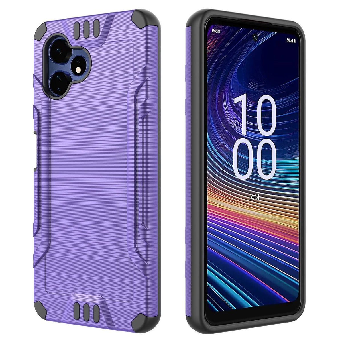 Phone Case for Boost Celero 5G Velocity Brushed Metal Look Hybrid Sleek Textured Finish Distinctive Modern Style Protective Rugged Grip Panel Design Cover