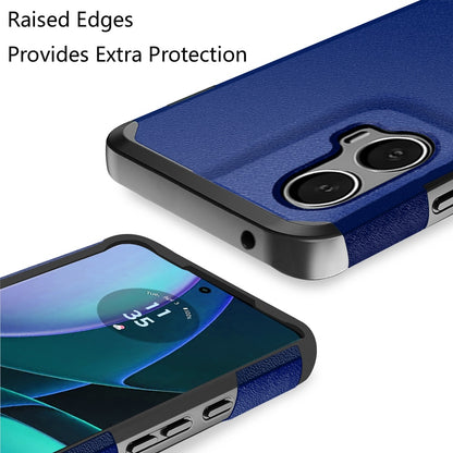 Phone Case for Motorola Edge 2024 Slim Tough Shockproof Heavy Duty Hybrid Armor Anti Slip Durable Grip Dual Layer TPU Protective Hard Shell Cover Blue