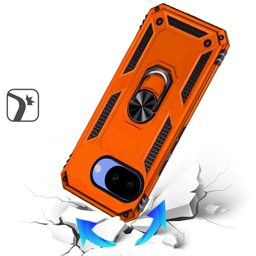 Phone Case for Google Pixel 10A Rotatable Ring Stand Shockproof Hybrid Armor Anti Slip Heavy Duty Fit Magnetic Car Mount Durable Grip Cover