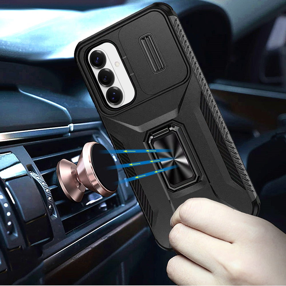 For Samsung Galaxy S26+ / S26 Plus Case, Camera Cover with Magnetic Rotation Ring Stand, Military Grade Hybrid Hard TPU Shockproof Case Cover